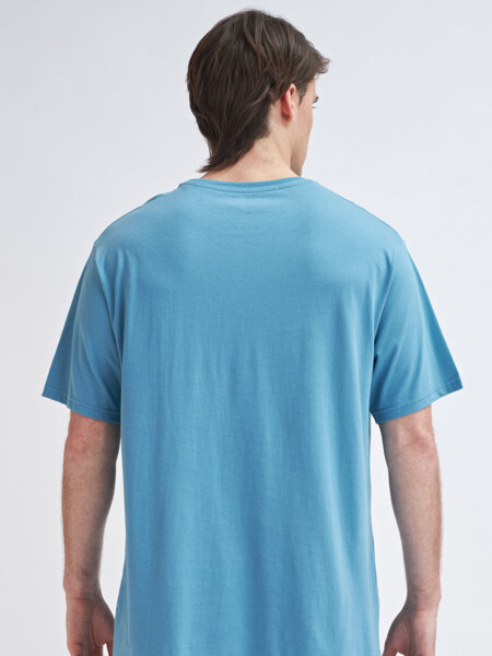 Camiseta manga corta estampada Localizada - Celeste