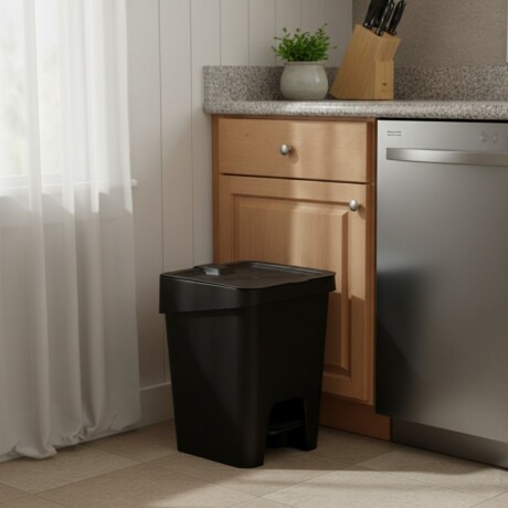 Papelera con pedal 15L NEGRO