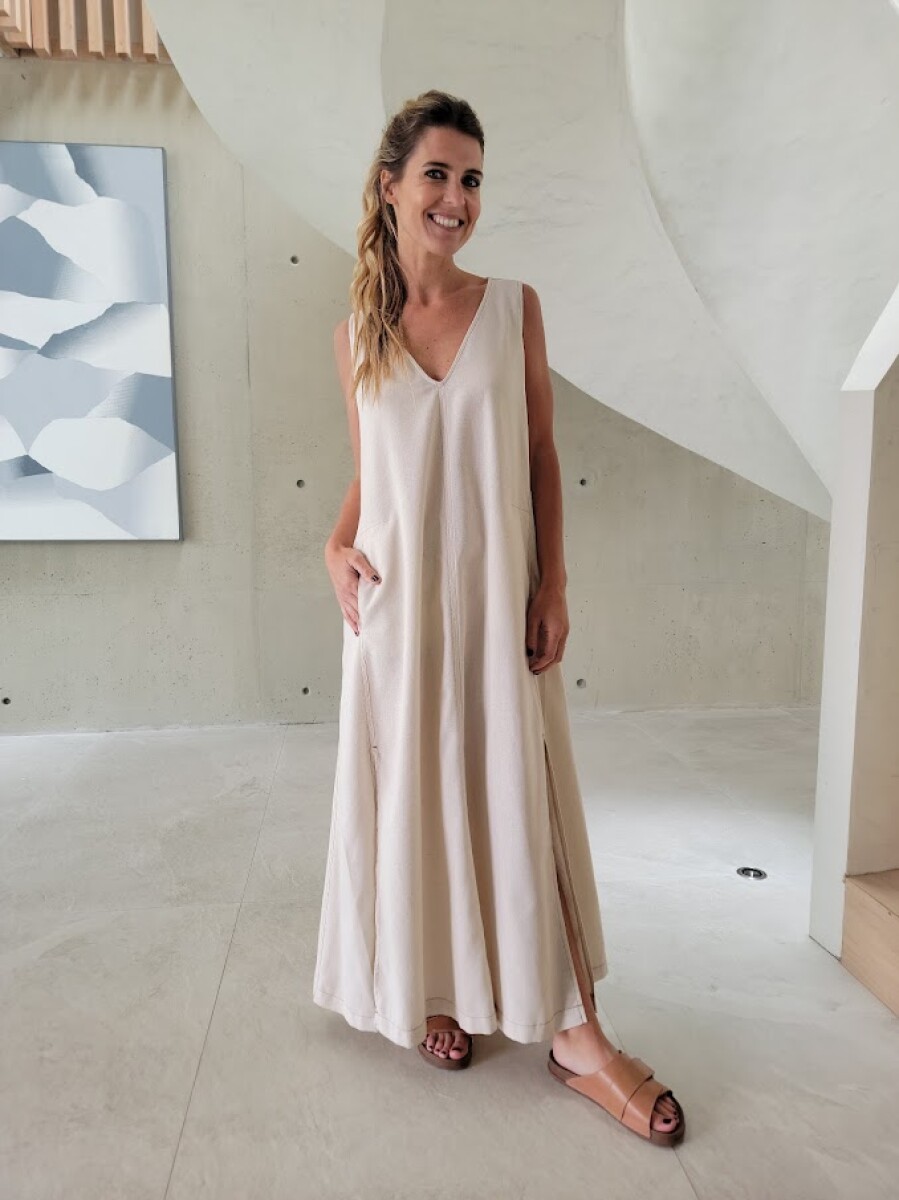 Vestido Formentera - Lino beige melange 