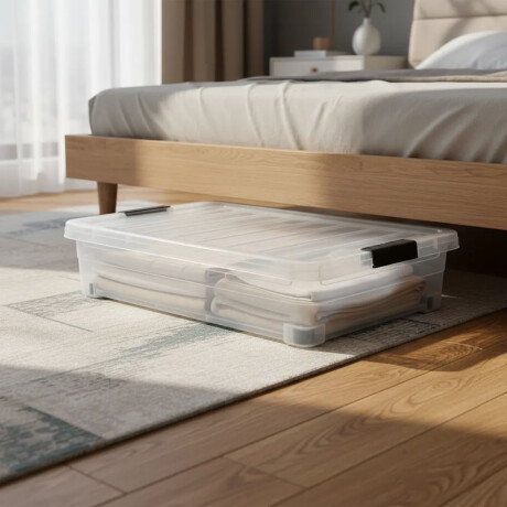 Caja Organizadora Con Ruedas 32 L Bajo Cama 52.5x36.5x17 Transparente