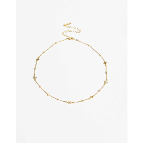 Collar Con Dijes De Cubic Zirconia Dorado
