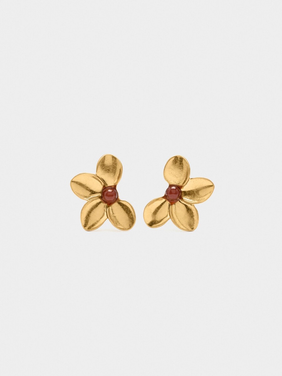 Pendientes Media Flor De Resina marron