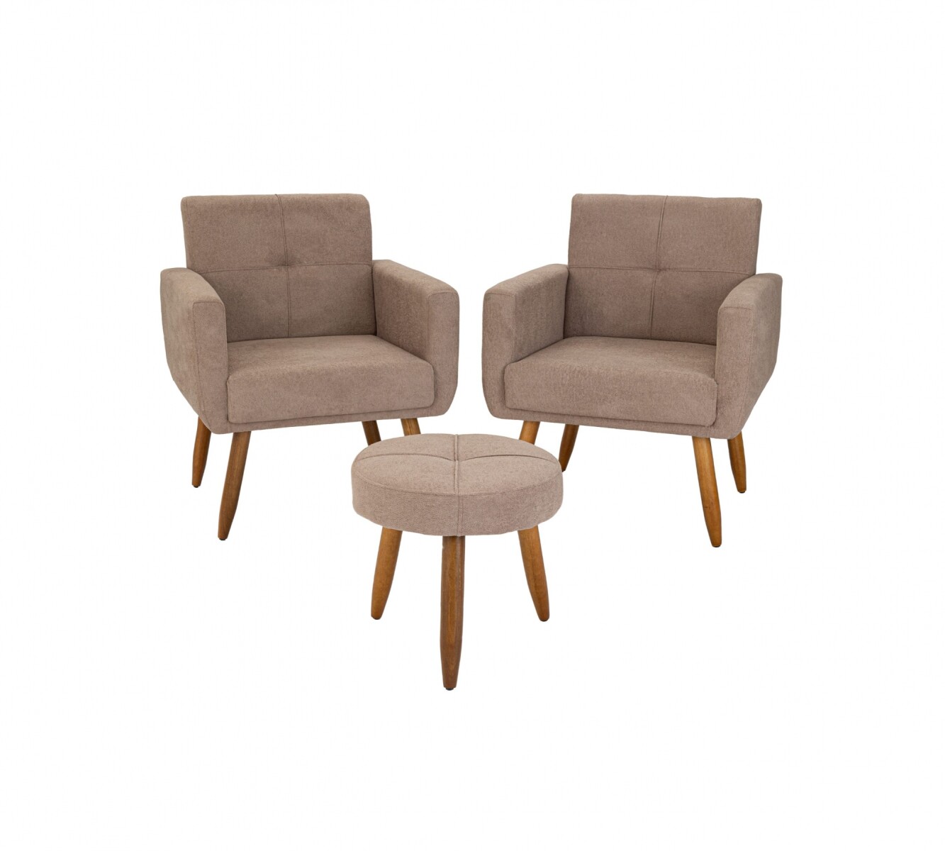 Kit 2 Poltrona + Puff Havana Marron 