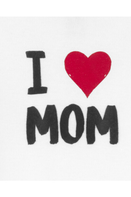 Body de algodón, manga corta, estampa " I love mom" Sin color