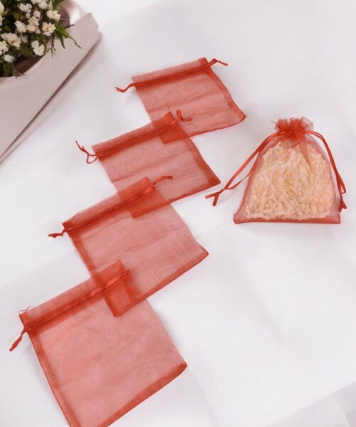 Pack x 100 - Bolsas organza 8x11 cm ROJO