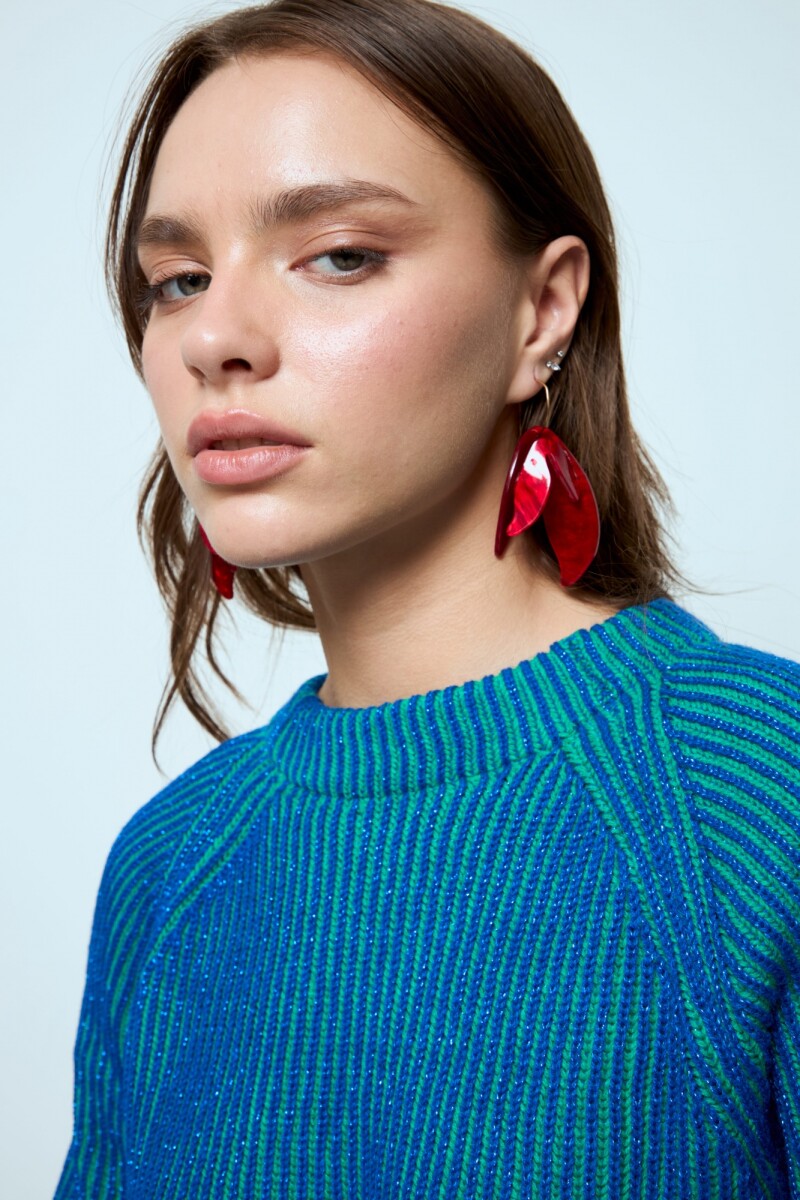 Caravanas aro pétalos acrílico - rojo 