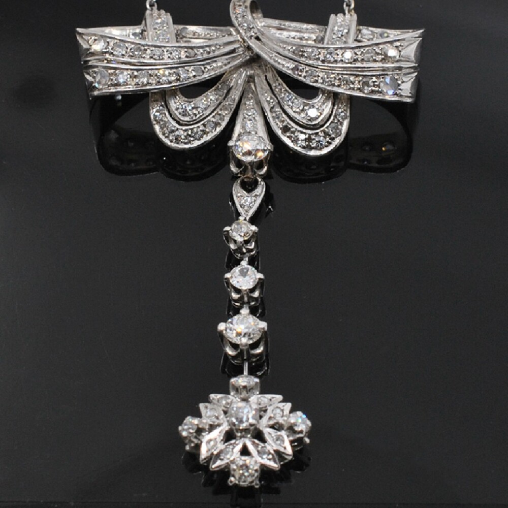 Pendiente Oro 18 K Blanco Y Brillantes Pendiente Oro 18 K Blanco Y Brillantes