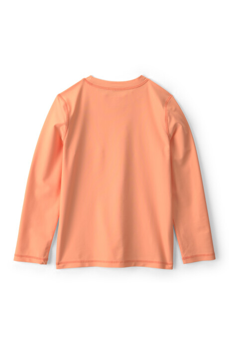 Remera de baño manga larga con protección UPF 50+, anaranjada, estampa surf Sin color