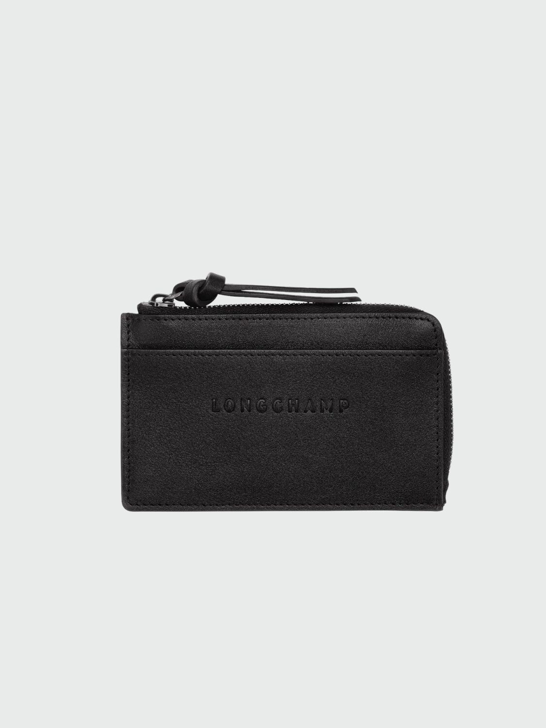 Longchamp - Tarjetero de cuero, 3D Negro