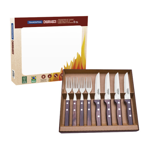 Juego cubiertos para asado 8 piezas "CHURRASCO" -TRAMONTINA TN8284