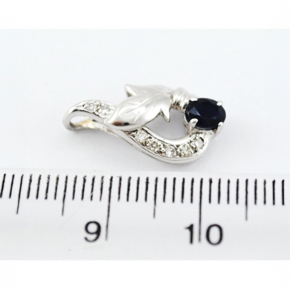 Dije Oro Blanco 18 K , Brillantes Y Zafiro Dije Oro Blanco 18 K , Brillantes Y Zafiro
