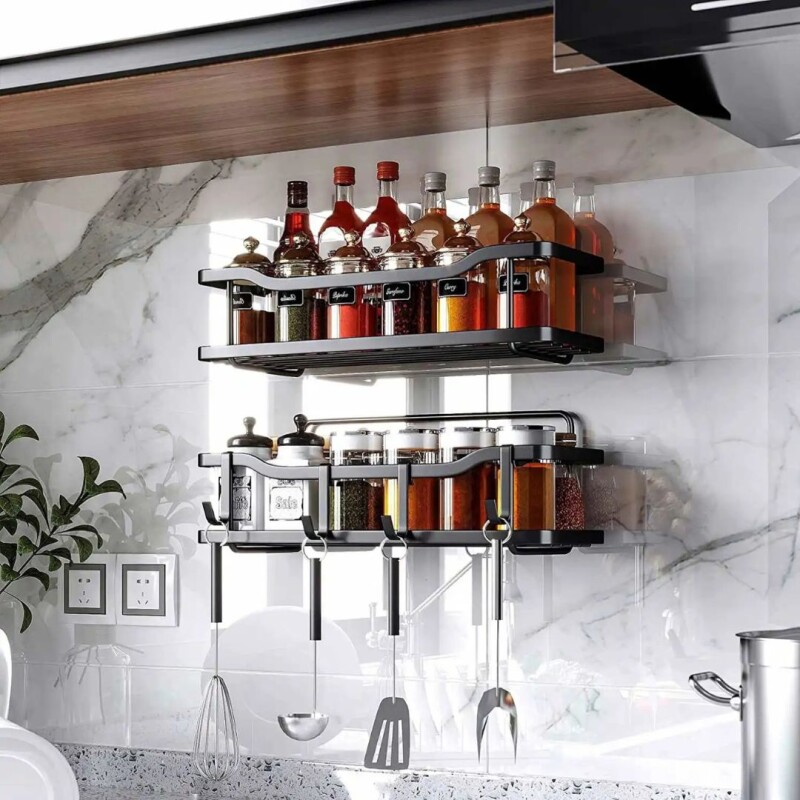 Set Estantes Organizador Baño Ducha Metal Adhesivo Ganchos Set Estantes Organizador Baño Ducha Metal Adhesivo Ganchos