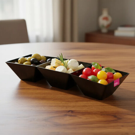 Copetinero Le Chef Rectangular con 3 Divisiones 35x11.5x6Cm Negro