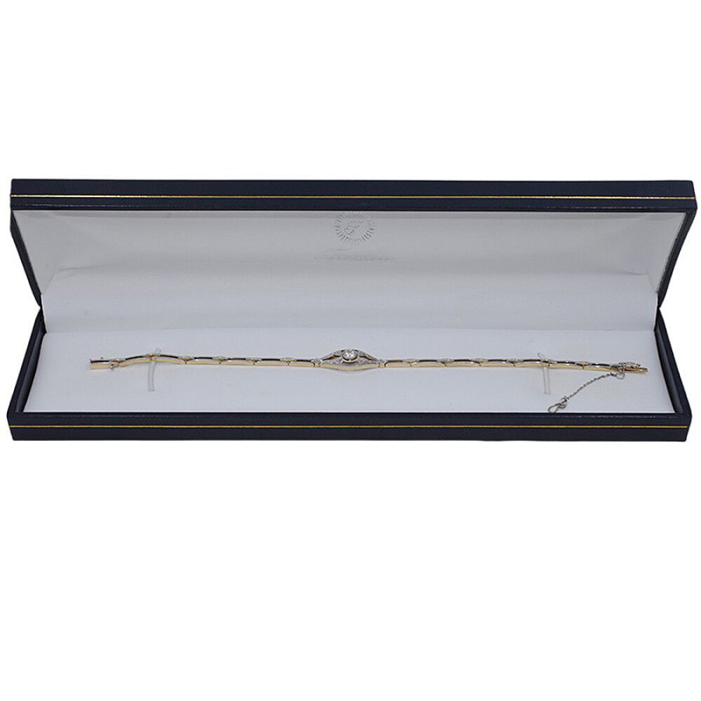 Pulsera Antigua En Oro 18K, Brillantes Y Diamantes Pulsera Antigua En Oro 18K, Brillantes Y Diamantes