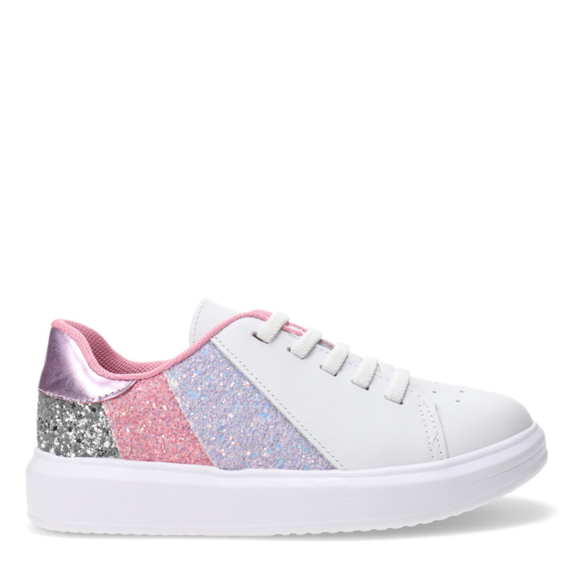 Championes Infantiles Bibi Glam Brillo Blanco - Plateado - Rosado