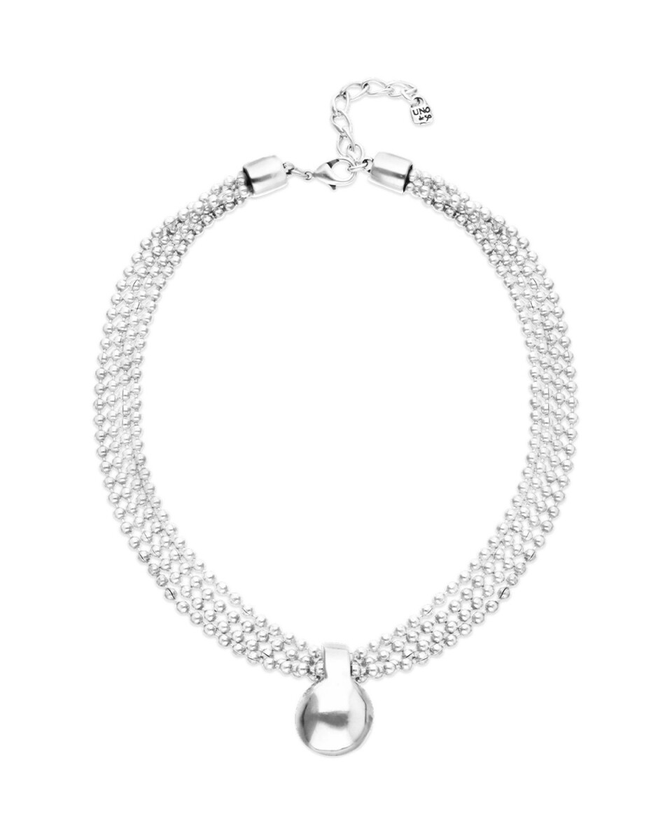 COLLAR DE ALEACIÓN DE METALES CON HILOS PLATEADOS Y BOLA GRANDE - Colgante 