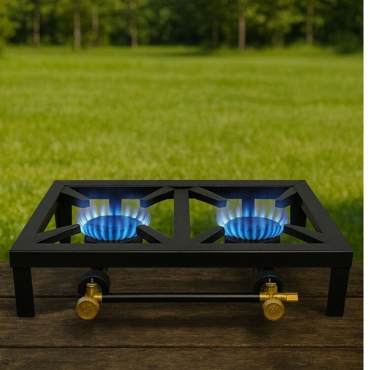 ANAFE A GAS HIERRO FUNDIDO 2 HORNALLAS CAMPING NEGRO