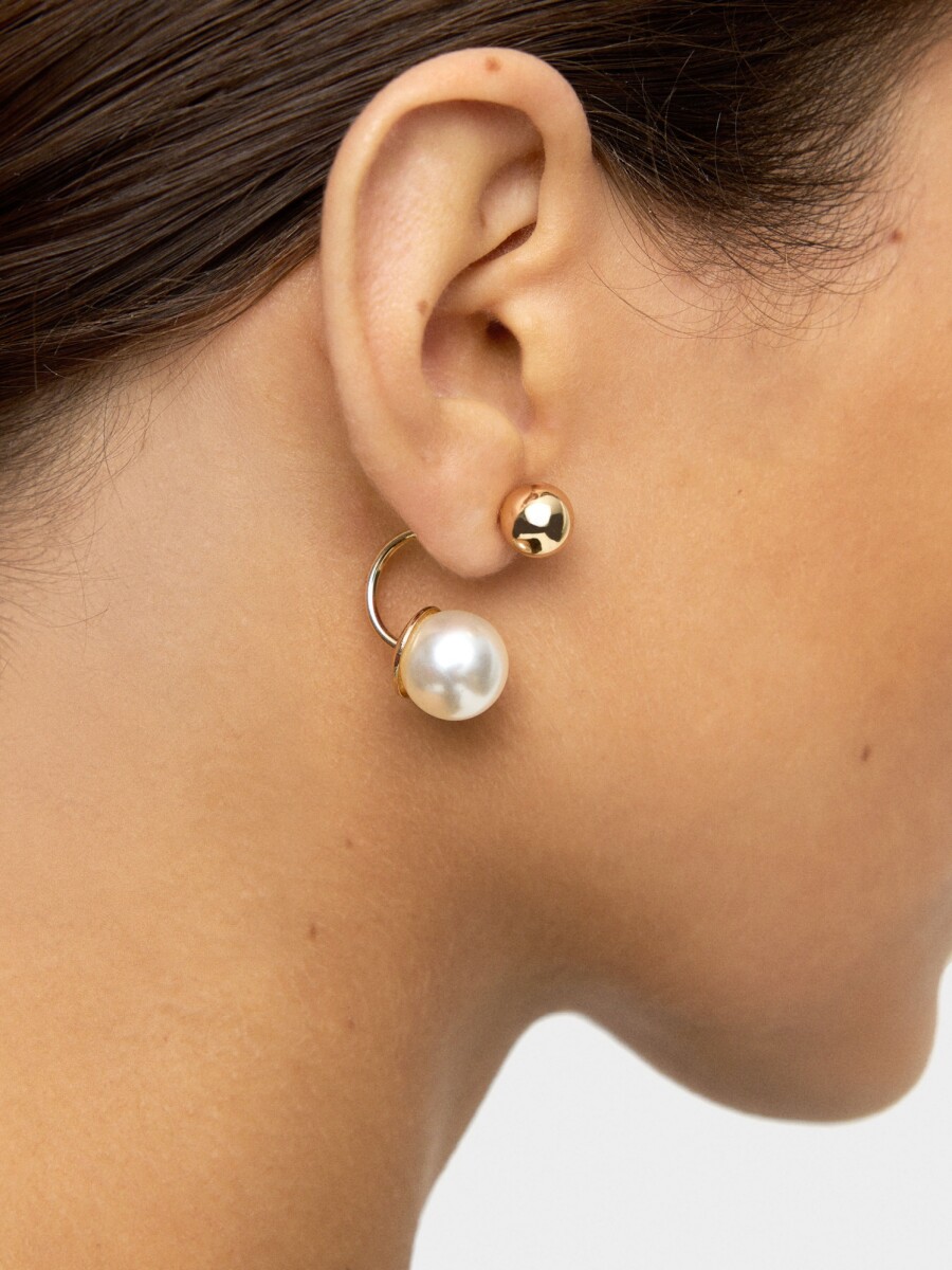 Pendientes De Esferas Con Perlas dorado