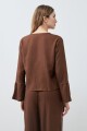 Blusa de lino con lazos chocolate