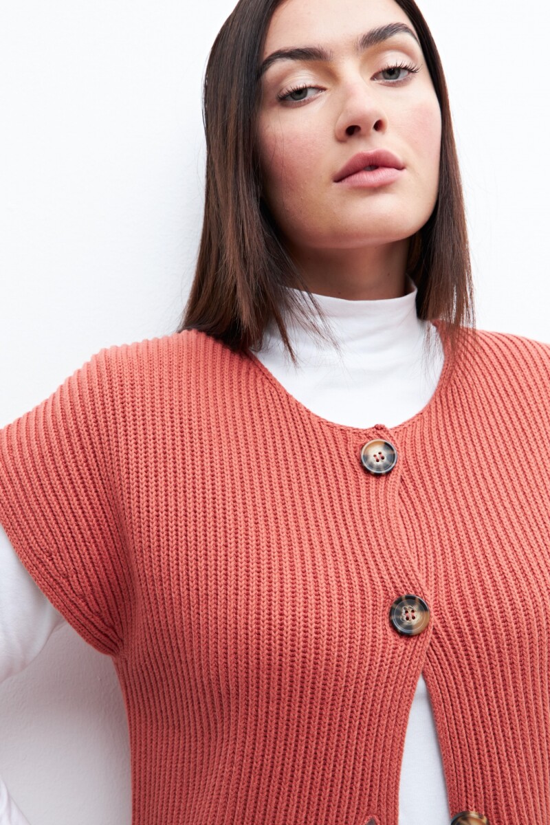 Cardigan manga corta lacre