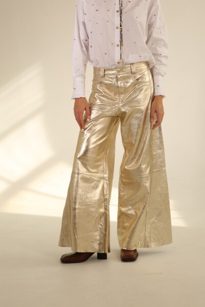 PANTALON WIDE XL COURO Metalizado C