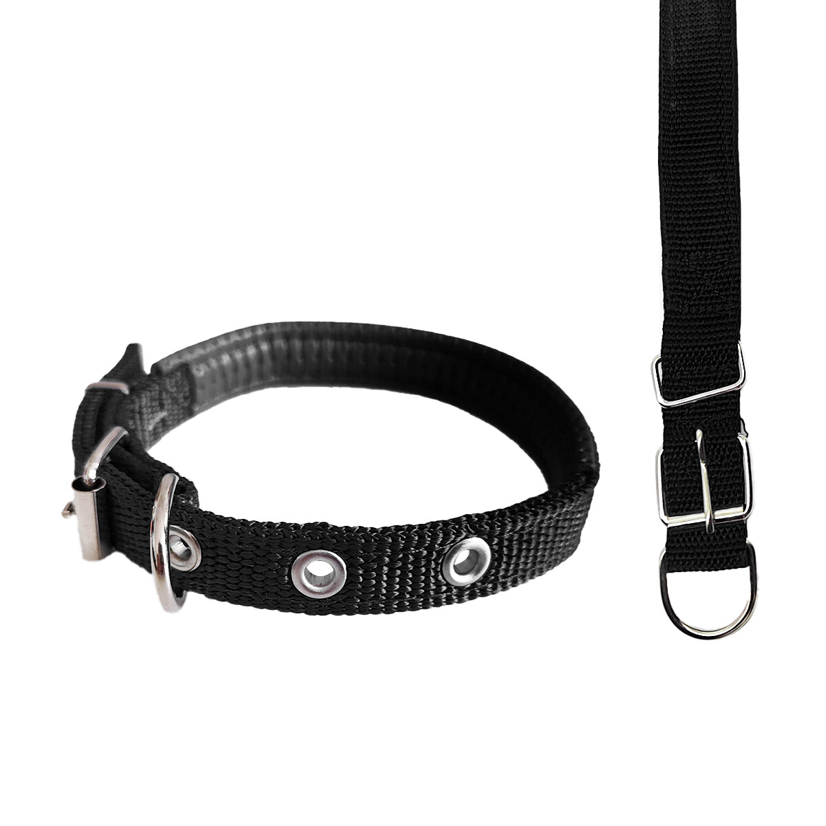 Collar 1.5cm Perros Gatos Suave Cómodo Ajustable Paseo - Color negro 