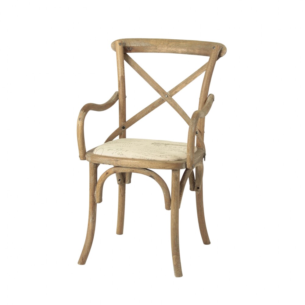 Silla de Roble cruceta con apoyabrazos Tapizada Silla de Roble cruceta con apoyabrazos Tapizada