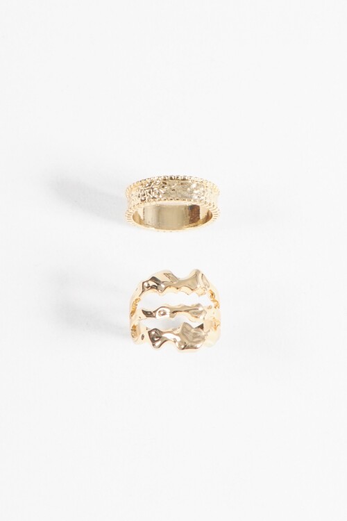 Set anillos texture dorado