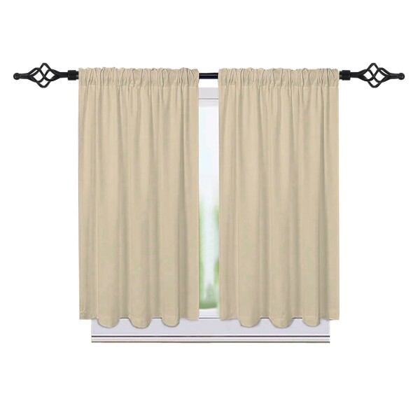 Set 2 Cortinas Alondra + Barrote Palo Extensible 1 a 2 Mts Variante Color Crema