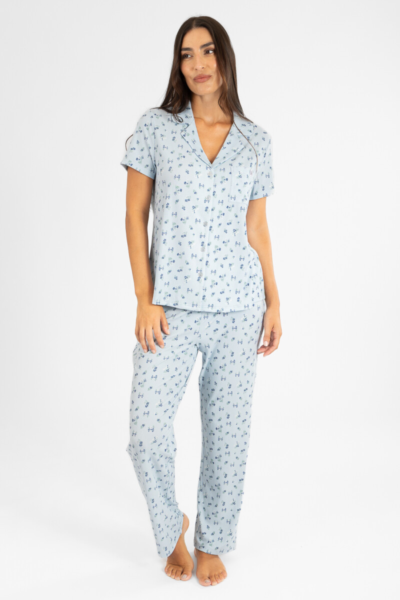 Pijama americano liberty mc - Celeste 