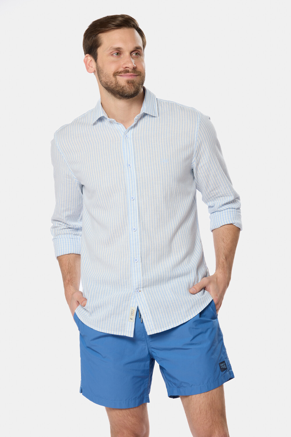 SHORT DE BAÑO LISO Celeste