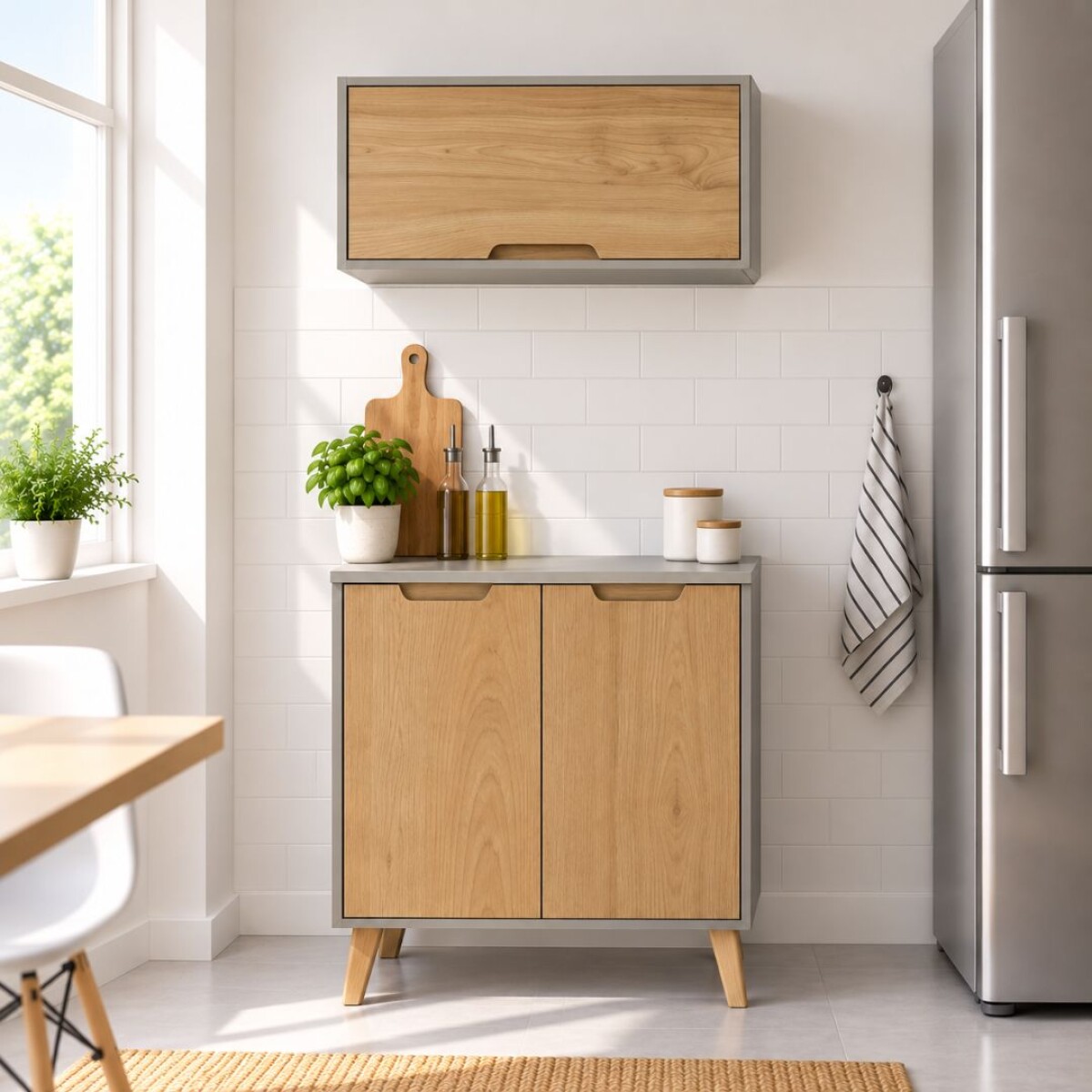 COMBO COCINA - BAJO MESADA 2 PUERTAS + AÉREO - GRIS 