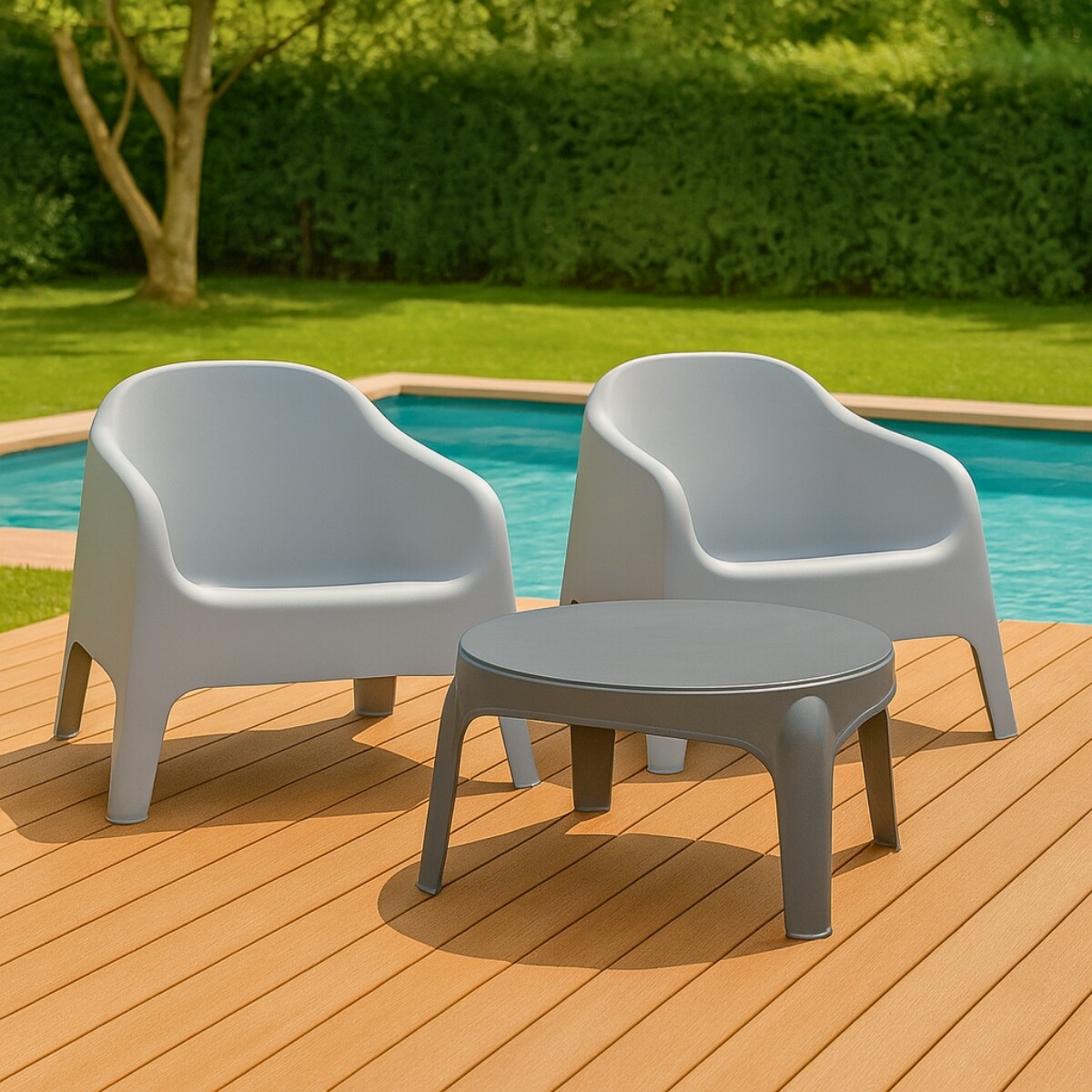 Set x2 Sillones Skarpo + Mesa - GRIS CLARO 