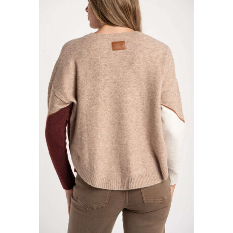 Sweater Intarsia Color Block Burdeos