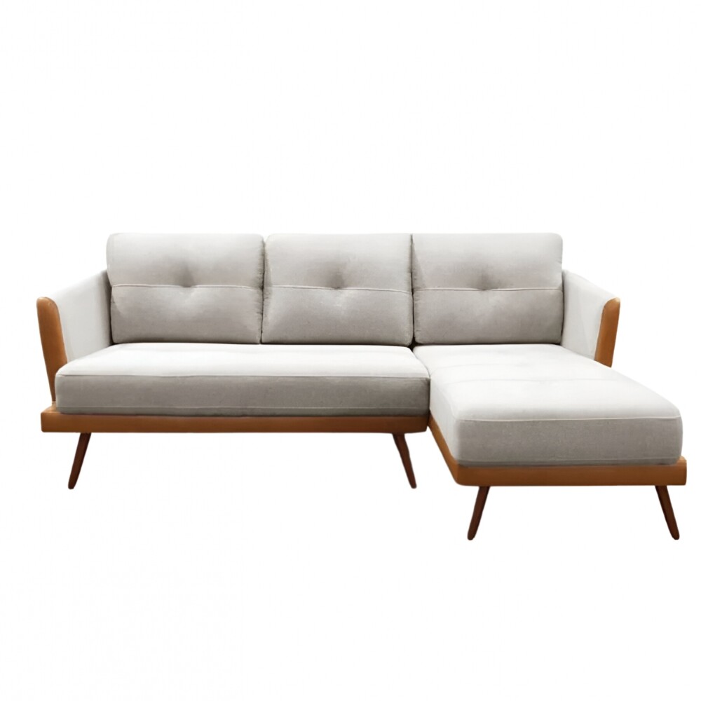 Sofá Con Chaise - Triunfo - 3 Cuerpos Marrón y beige Chaise Izquierdo