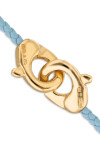 PULSERA DE CUERO AZUL CON MOSQUETÓN ENTRELAZADO BAÑADO EN ORO 18K Pulsera