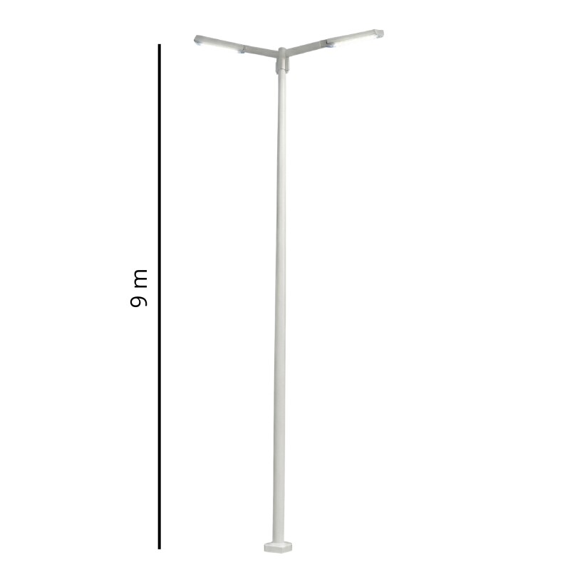 Columna 9mt con dos Brazos Blanca Columna 9mt con dos Brazos Blanca