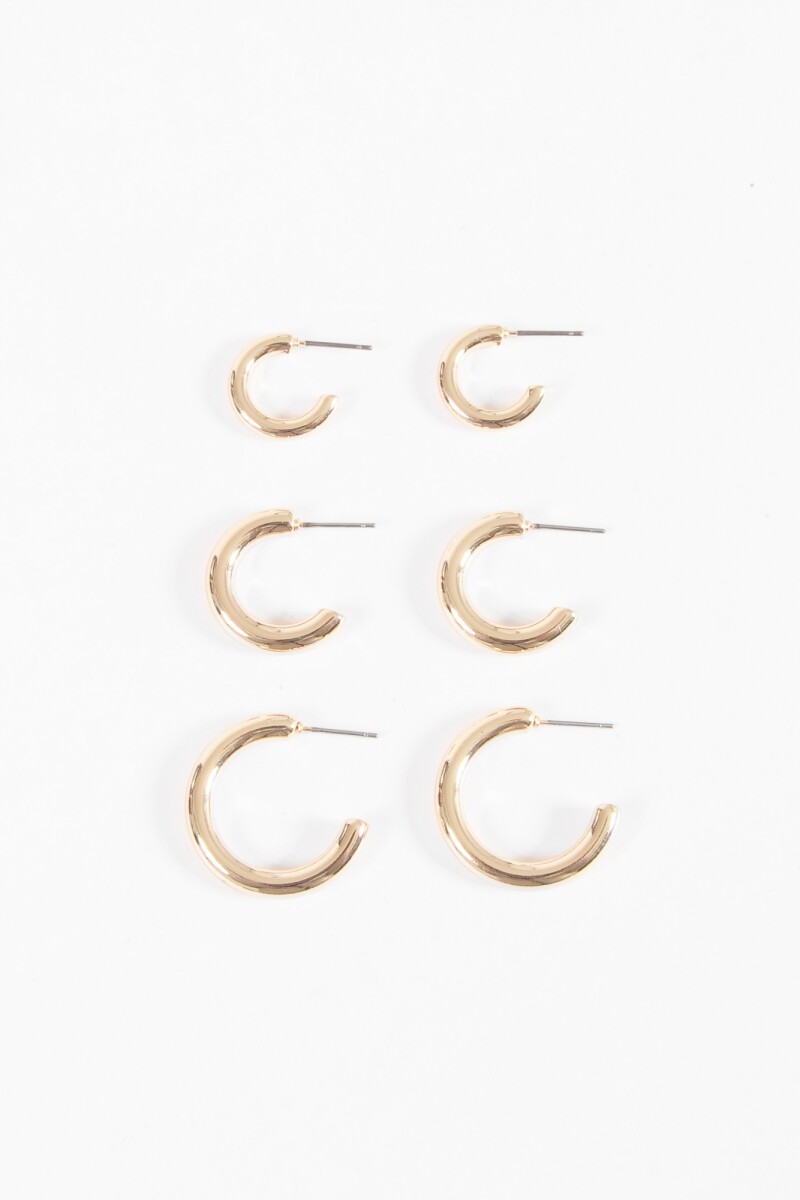Set de tres aros bold dorado