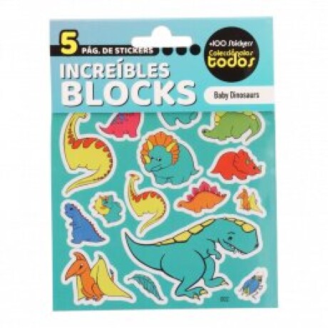 Stickers en Block de 5 Hojas Dinosaurios