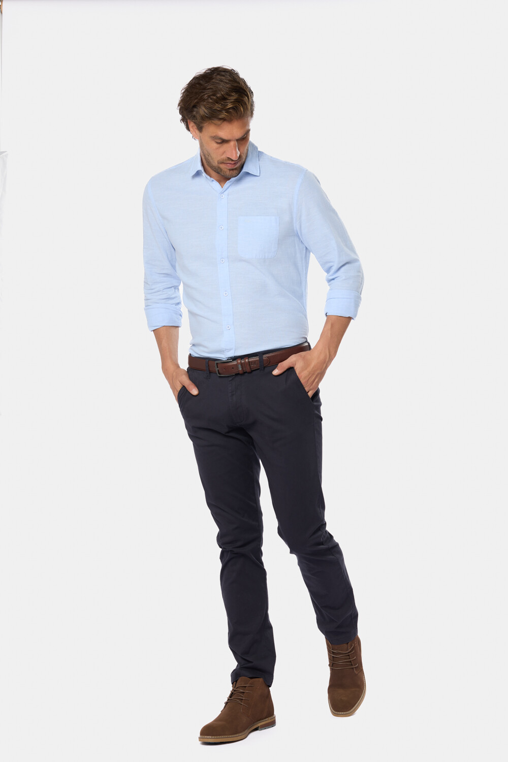 PANTALON CLÁSICO CON SPANDEX Azul
