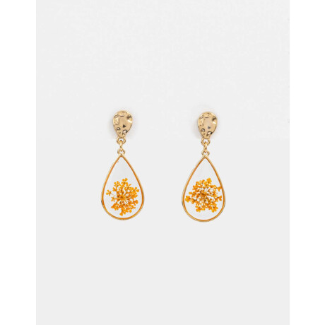 Aros Cortos Con Flores Dorado
