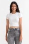 Remera m/c acanalada cuello a la base BLANCO