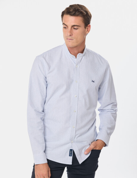 CAMISA MAO OXFORD A RAYAS Celeste