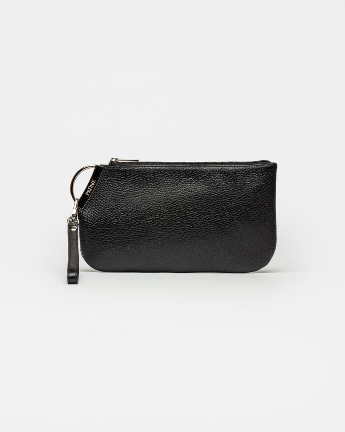 Porta cosmeticos Katy en cuero graneado Negro