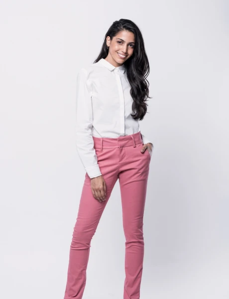 PANTALÓN DE GABARDINA SKINNY CORAL