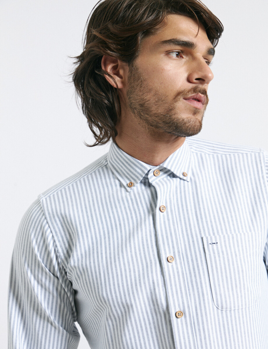 CAMISA HARRINGTON LABEL - Gris/natural 