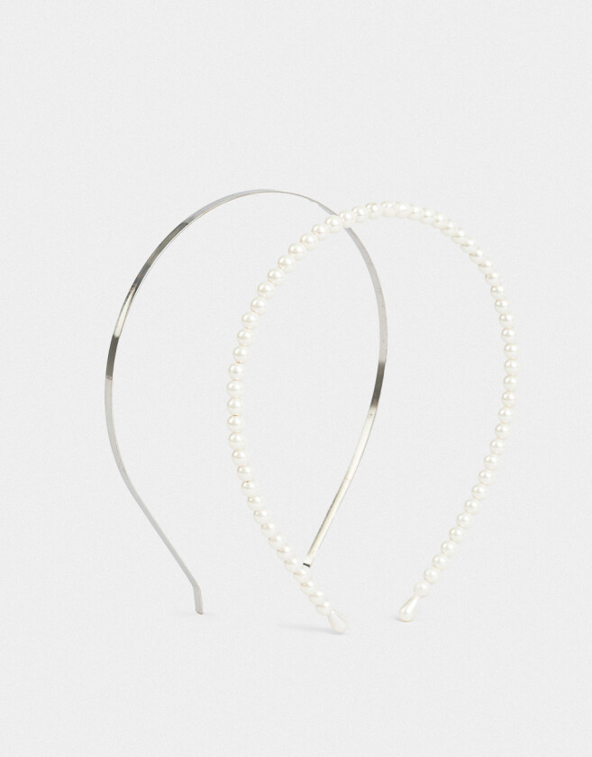 Vinchas Sets Con perlas Set De Vinchas - Plateado