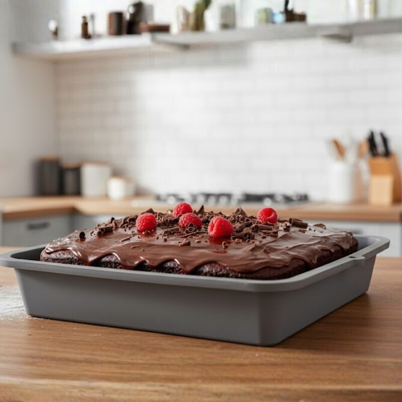 Tartera cuadrada silicona 23x23cm GRIS