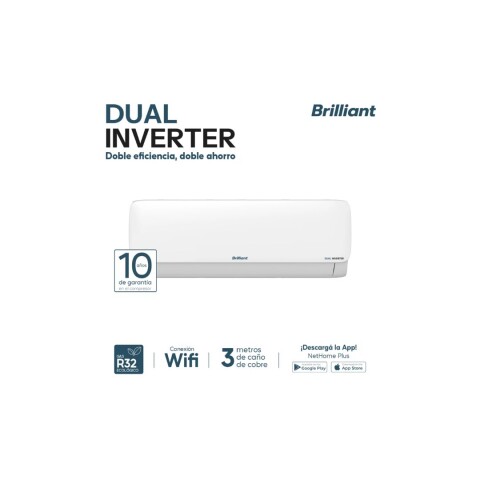 AIRE ACONDICIONADO 24000 BTU DUAL INVERTER CLASE A A BRILLIANT BRDM24INV Aire Acondicionado 24000 Btu Dual Inverter Clase A A Brilliant Brdm24inv