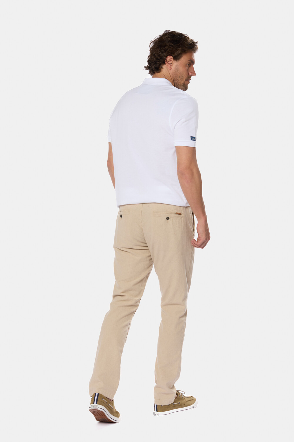 PANTALÓN DE LINO CON CINTURA ELASTIZADA Beige